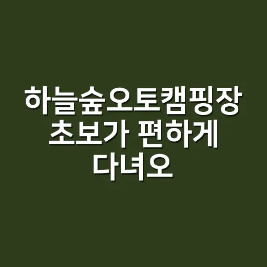 하늘숲오토캠핑장 초보가 편하게 다녀오려면 이렇게 준비하는 방법 - 요약