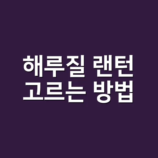 해루질 랜턴 고르는 방법, 초보가 밝기보다 먼저 봐야 할 기준 - 요약