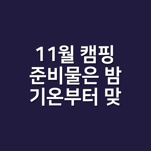 11월 캠핑 준비물은 밤 기온부터 맞추는 방법 - 요약