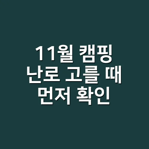11월 캠핑 난로 고를 때 먼저 확인하는 방법 - 요약