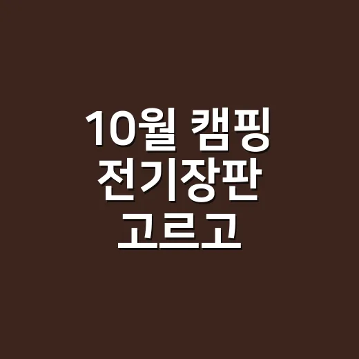 10월 캠핑 전기장판 고르고 안전하게 쓰는 방법 - 요약