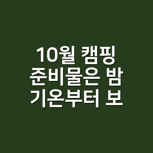 10월 캠핑 준비물은 밤 기온부터 보고 챙기는 방법 - 요약