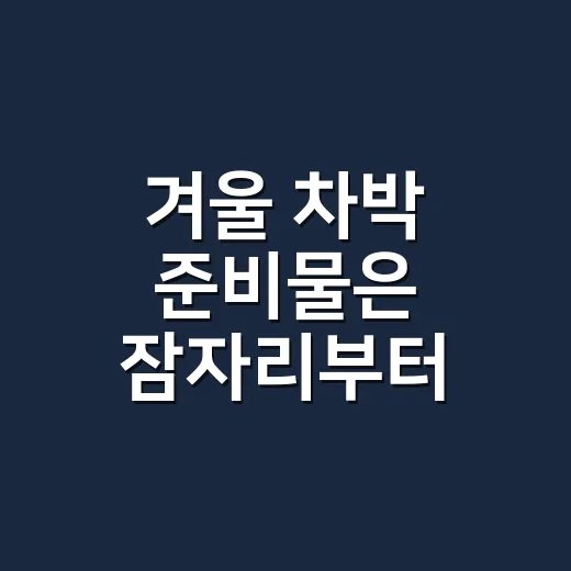 겨울 차박 준비물은 잠자리부터 챙기는 방법 - 요약