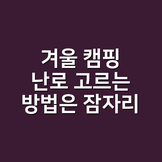 겨울 캠핑 난로 고르는 방법은 잠자리부터 따져보는 것 - 요약