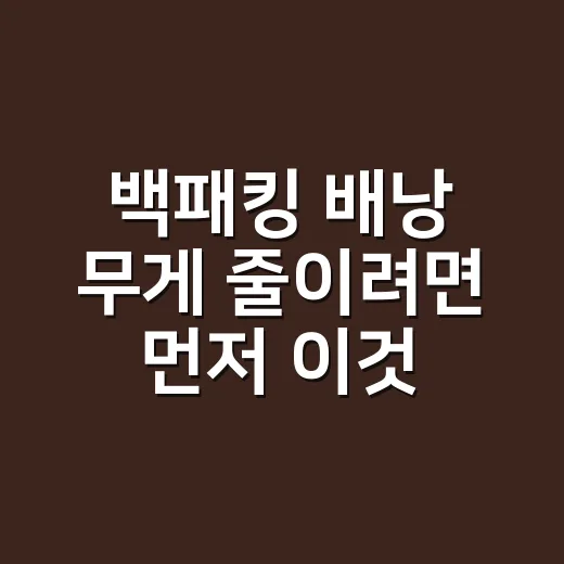 백패킹 배낭 무게 줄이려면 먼저 이것부터 재세요 - 요약