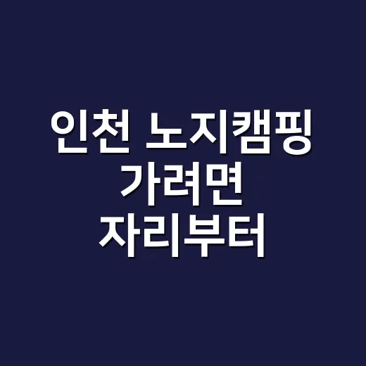 인천 노지캠핑 가려면 자리부터 확인하는 방법 - 요약