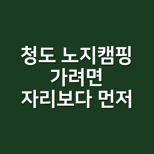 청도 노지캠핑 가려면 자리보다 먼저 볼 것들 - 요약