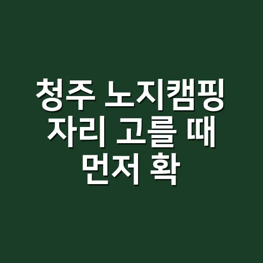 청주 노지캠핑 자리 고를 때 먼저 확인하는 방법 - 요약