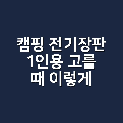 캠핑 전기장판 1인용 고를 때 이렇게 보세요 - 요약