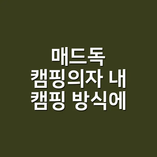 매드독 캠핑의자 내 캠핑 방식에 맞게 고르는 방법 - 요약