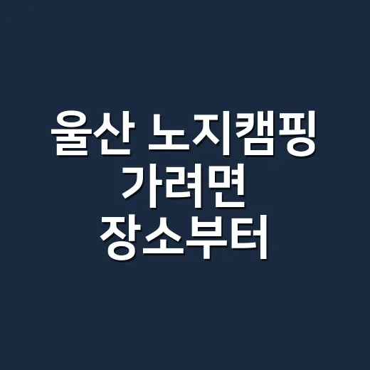 울산 노지캠핑 가려면 장소부터 확인하는 방법 - 요약