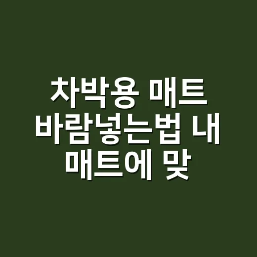차박용 매트 바람넣는법 내 매트에 맞게 익히는 방법 - 요약