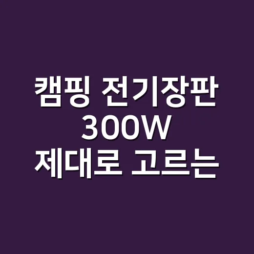 캠핑 전기장판 300W 제대로 고르는 방법 - 요약