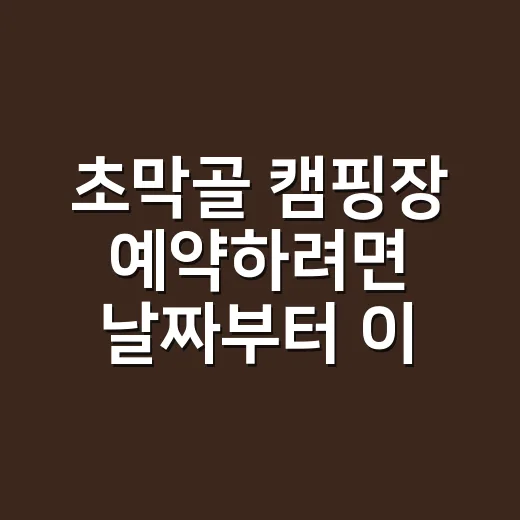 초막골 캠핑장 예약하려면 날짜부터 이렇게 챙기세요 - 요약