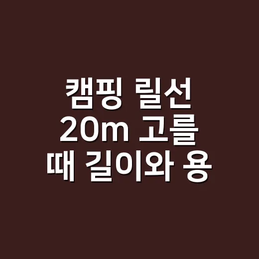 캠핑 릴선 20m 고를 때 길이와 용량 확인하는 방법 - 요약