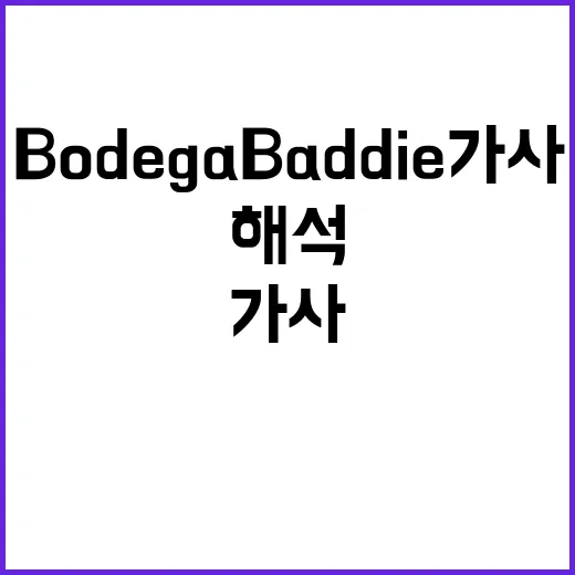 Bodega Baddie 가사, 이렇게 해석하면 더 재밌다! - 요약