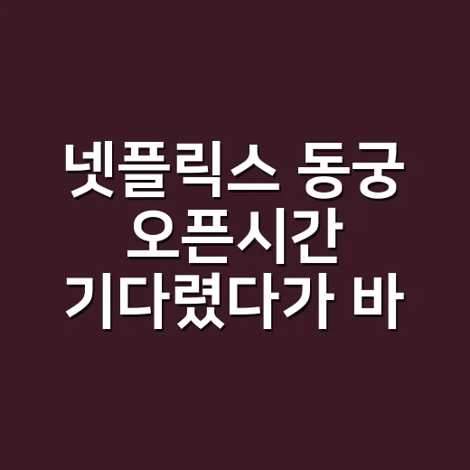 넷플릭스 동궁 오픈시간 기다렸다가 바로 눌러본 첫인상 후기 - 요약