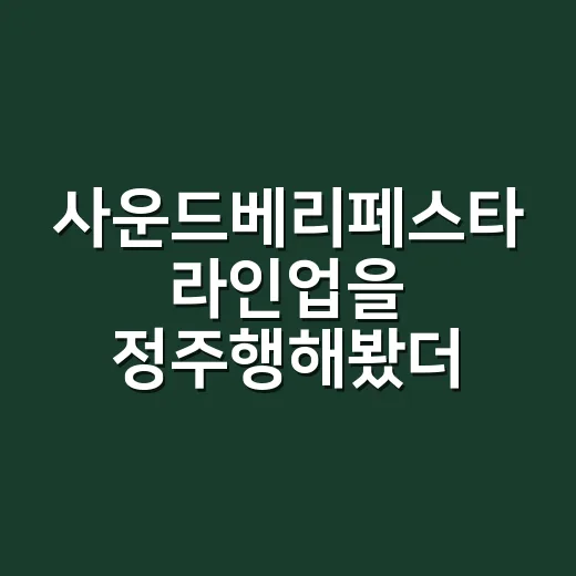 사운드베리페스타 라인업을 정주행해봤더니, 실내 페스티벌의 맛이 꽤 또렷했다 - 요약