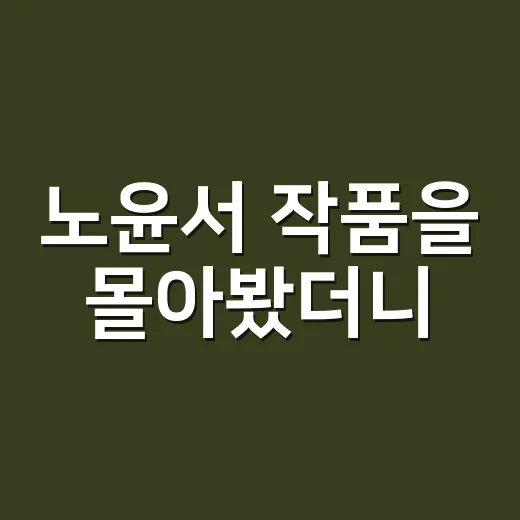노윤서 작품을 몰아봤더니, 왜 자꾸 눈이 가는지 알겠더라 - 요약