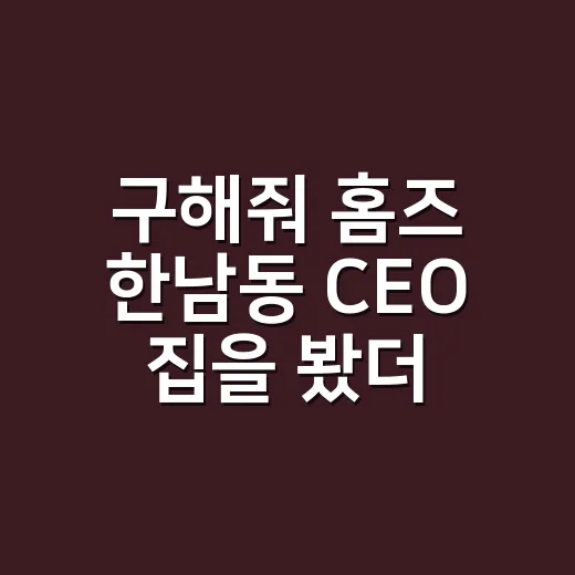 구해줘 홈즈 한남동 CEO 집을 봤더니, 취향이 평수보다 먼저 보였다 - 요약