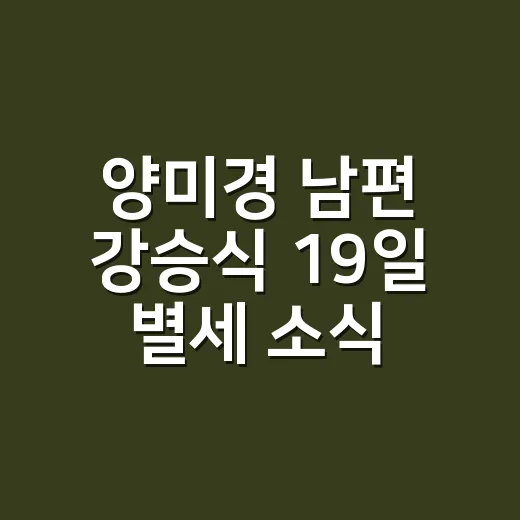 양미경 남편 강승식 19일 별세 소식에 다시 듣게 된 ‘춤을 추어요’의 시간 - 요약