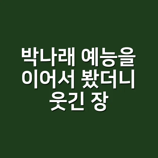 박나래 예능을 이어서 봤더니 웃긴 장면보다 오래 남은 것들 - 요약