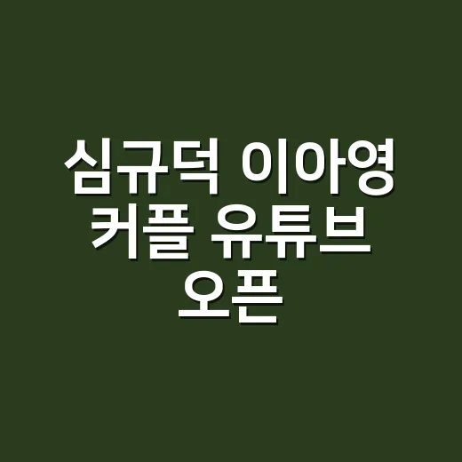 심규덕 이아영 커플 유튜브 오픈, 니덕내탓 첫 영상까지 보고 든 생각 - 요약