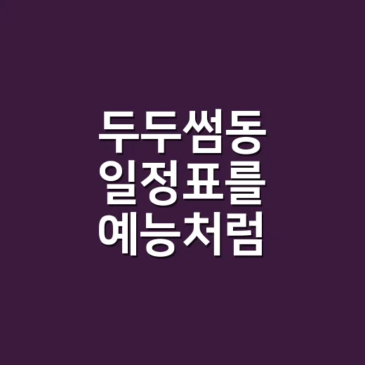두두썸동 일정표를 예능처럼 봤더니 대프리카 여름이 조금 재밌어졌다 - 요약