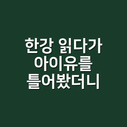 한강 읽다가 아이유를 틀어봤더니, 이상하게 같은 장면이 떠올랐다 - 요약