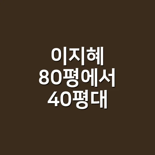 이지혜 80평에서 40평대 압구정 집으로 옮긴 이야기, 영상으로 보니 더 현실적이었다 - 요약