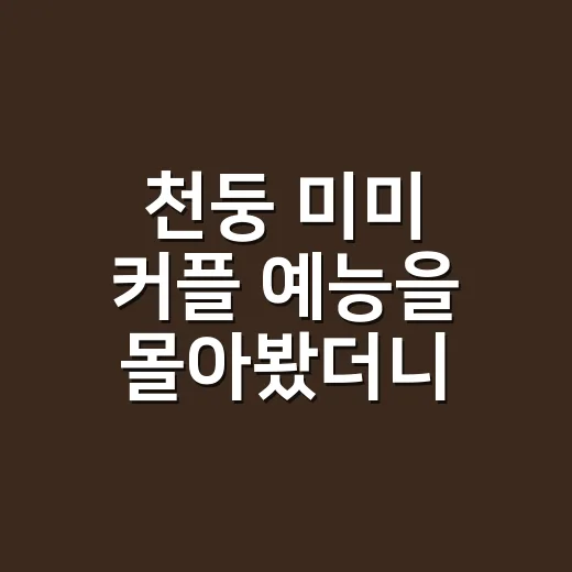 천둥 미미 커플 예능을 몰아봤더니, 조용한 연애가 더 크게 보였다 - 요약