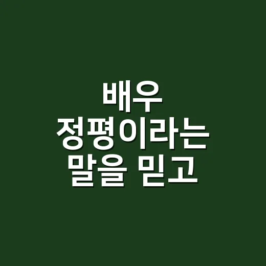 배우 정평이라는 말을 믿고 정주행해봤더니 보이는 것들 - 요약