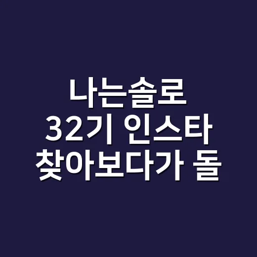 나는솔로 32기 인스타 찾아보다가 돌싱특집에 더 빠져버린 후기 - 요약