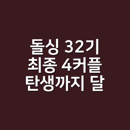 돌싱 32기 최종 4커플 탄생까지 달려봤더니, 이번엔 현실감이 세게 남았다 - 요약
