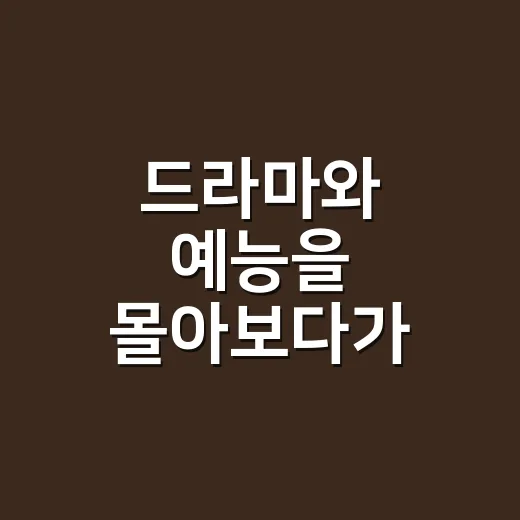 드라마와 예능을 몰아보다가 리뷰 노트가 점점 길어진 후기 - 요약