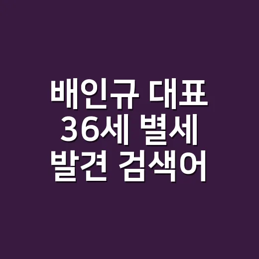 배인규 대표 36세 별세 발견 검색어를 따라가 봤더니 남는 찝찝함 - 요약