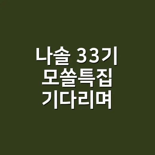 나솔 33기 모쏠특집 기다리며 예고만 봐도 과몰입해본 후기 - 요약