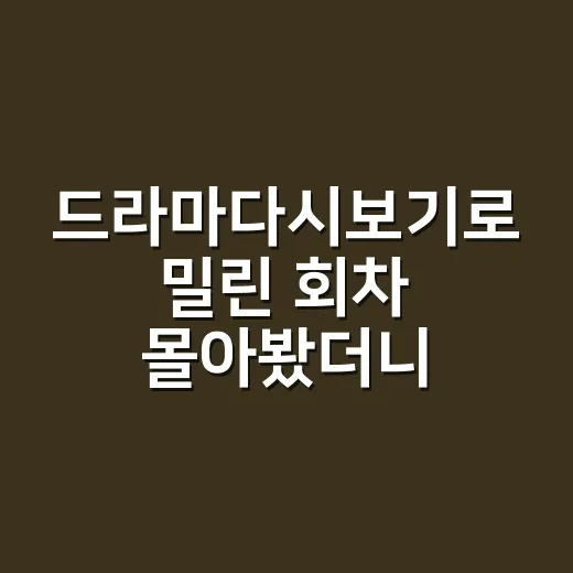 드라마다시보기로 밀린 회차 몰아봤더니 취향이 더 선명해졌다 - 요약