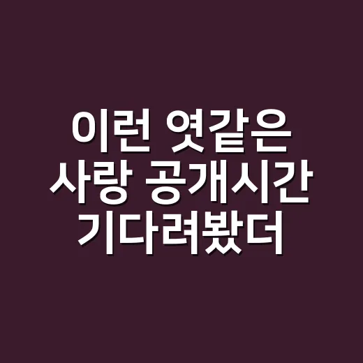 이런 엿같은 사랑 공개시간 기다려봤더니, 오후 4시에 보기 좋은 로코였다 - 요약