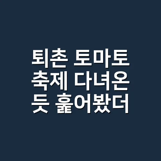 퇴촌 토마토 축제 다녀온 듯 훑어봤더니, 여름 예능 한 편 같았던 빨간 거리 - 요약