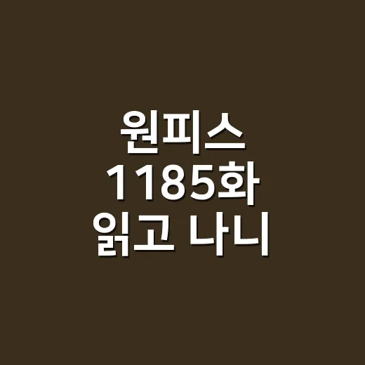 원피스 1185화 읽고 나니 브룩의 웃음소리가 다르게 들렸다 - 요약