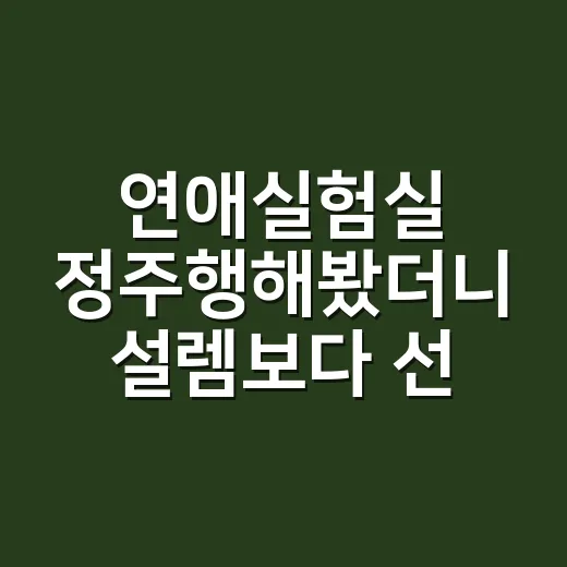 연애실험실 정주행해봤더니 설렘보다 선택이 더 세게 남았다 - 요약
