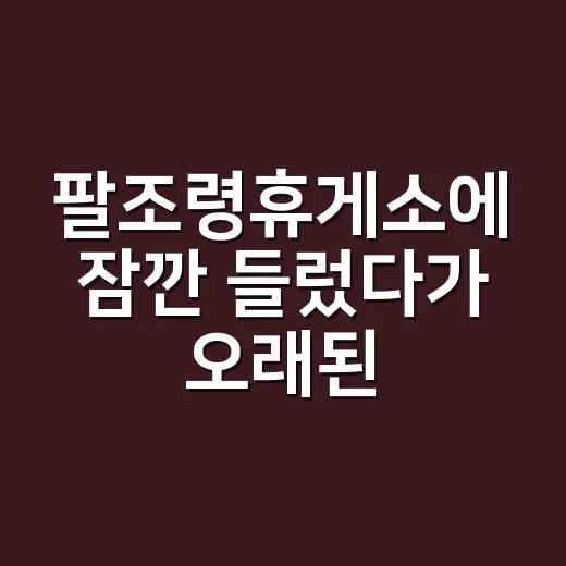 팔조령휴게소에 잠깐 들렀다가 오래된 지역 드라마 한 회 본 기분이 든 후기 - 요약