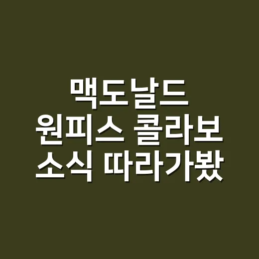 맥도날드 원피스 콜라보 소식 따라가봤더니, 팬심보다 운영이 더 크게 보였다 - 요약