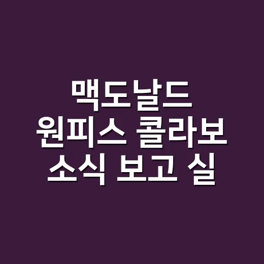 맥도날드 원피스 콜라보 소식 보고 실사판 시즌2까지 다시 달린 후기 - 요약