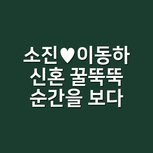 소진♥이동하 신혼 꿀뚝뚝 순간을 보다 보니, 이 부부 꽤 현실적이라 더 설렜다 - 요약