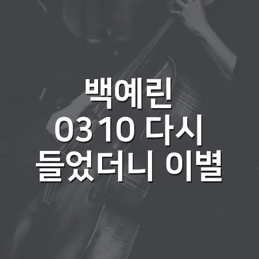 백예린 0310 다시 들었더니 이별 장면이 너무 선명했다 - 요약