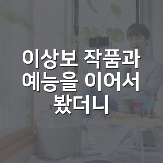 이상보 작품과 예능을 이어서 봤더니 더 선명해진 배우의 얼굴 - 요약