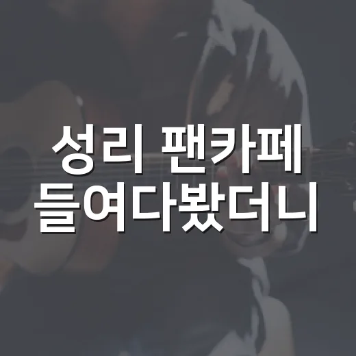 성리 팬카페 들여다봤더니, 무대 밖 성리의 온도가 보였다 - 요약