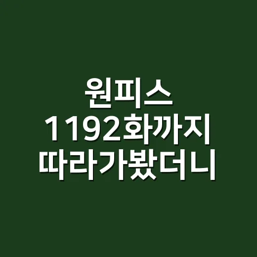 원피스 1192화까지 따라가봤더니 우솝이 제일 크게 남았다 - 요약